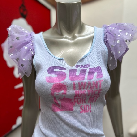 SID VICOUS I want Justice for my Sid! Punk rock graffiti distressed Tank top M - Picture 6 of 15